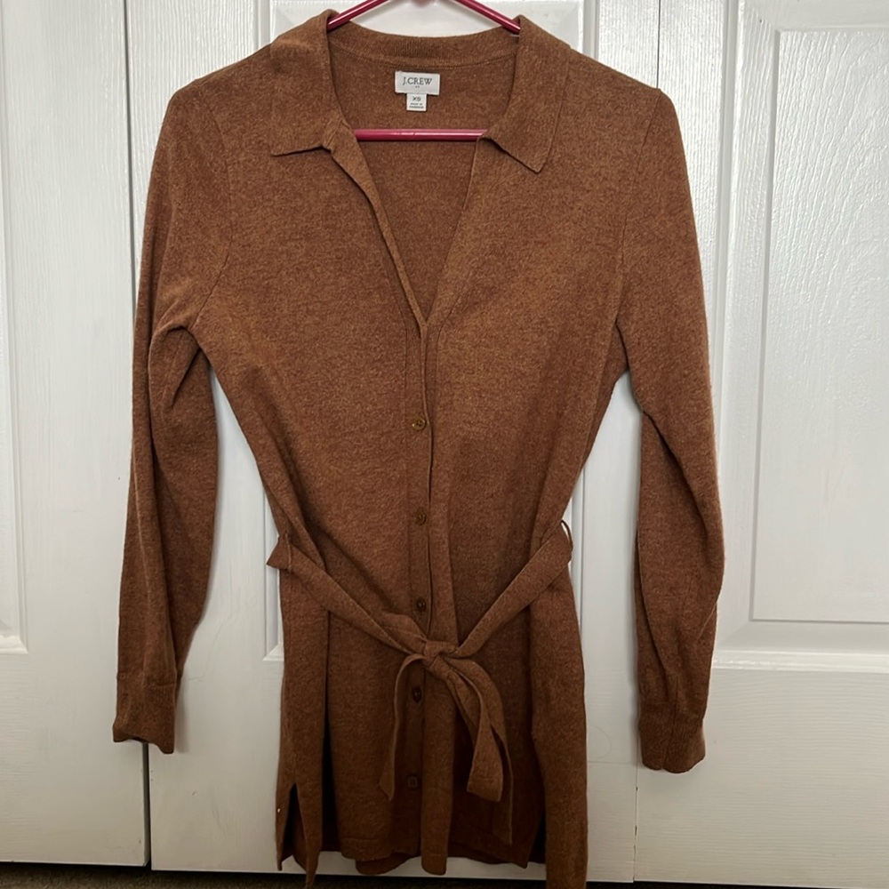 J Crew Factory collared belted cardigan